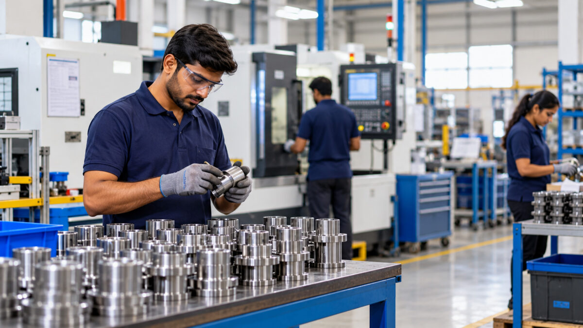 Gujarat MSME manufacturing unit with workers and industrial machinery